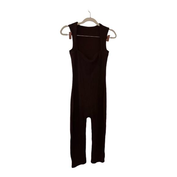 Sans Faff Bell Pedal Pusher Ribbed Jumpsuit Sleeveless Square Neck Y2K Summer S - Picture 4 of 14